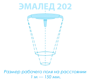 Светильник медицинский передвижной «ЭМАЛЕД 202 П» - Размер рабочего поля на расстоянии 1 м — 150 мм.